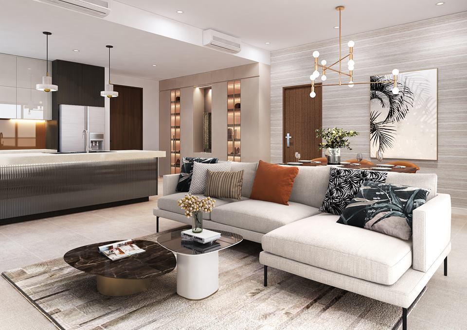 Dự án căn hộ The Infinity Một góc Phòng khách căn hộ 3PN mẫu tại dự án The Infiniti at Riviera Point. - Dự án căn hộ The Infinity