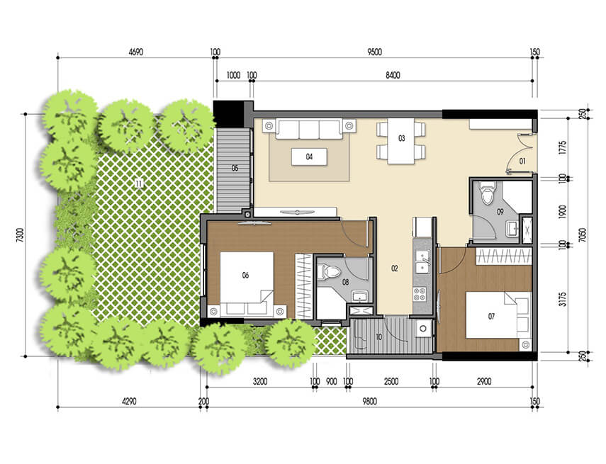 Layout thiết kế căn hộ sân vườn tầng 5 Luxgarden quận 7