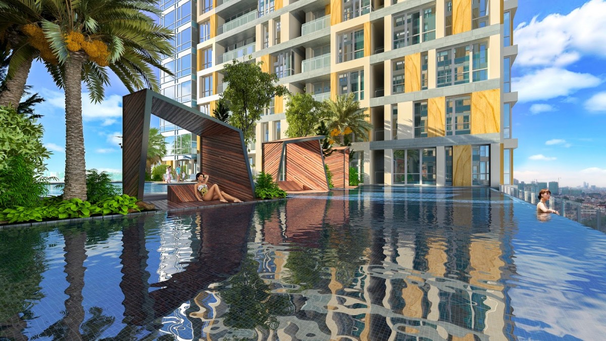 Hồ bơi dự án căn hộ Roxana Plaza Quốc lộ 13, Thuận An, Bình Dương