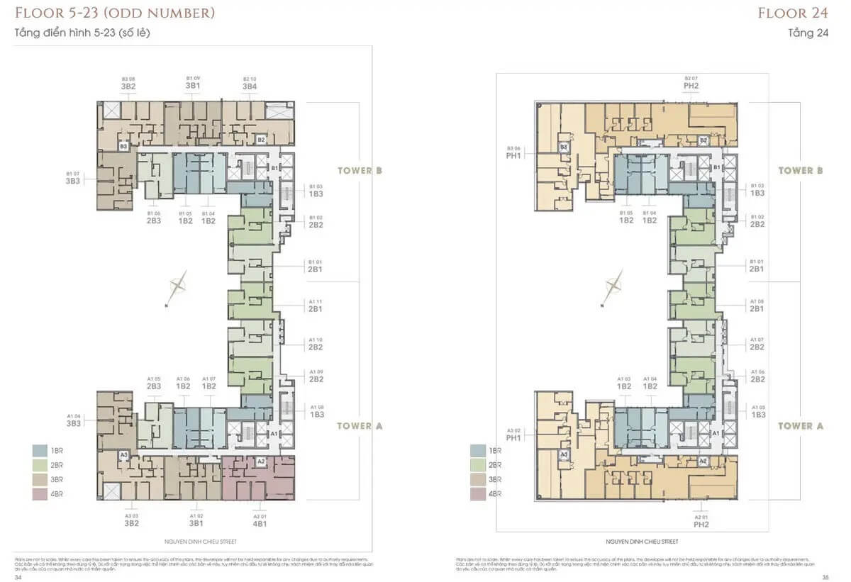 Mặt bằng dự án căn hộ The Marq quận 1: Tầng 24 + các tầng số chắn từ 5-23
