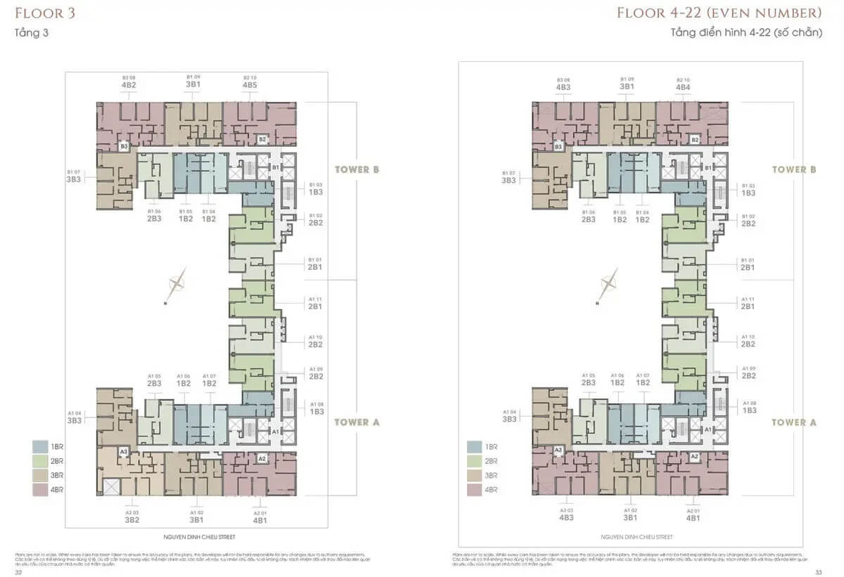 Mặt bằng dự án căn hộ The Marq quận 1: Tầng 3 + các tầng số chắn từ 4 - 22