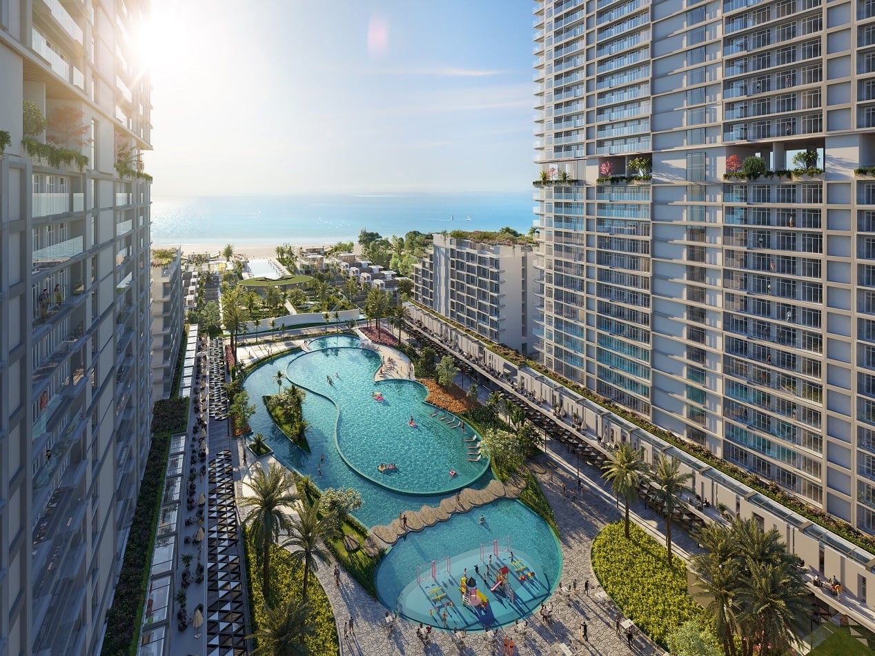 DỰ ÁN ARIA ĐÀ NẴNG HOTEL & RESORT - CONDOTEL & VILLAS BIỂN Aria DN Phoi canh ho boi trung tam Oct 17 1 - DỰ ÁN ARIA ĐÀ NẴNG HOTEL & RESORT - CONDOTEL & VILLAS BIỂN