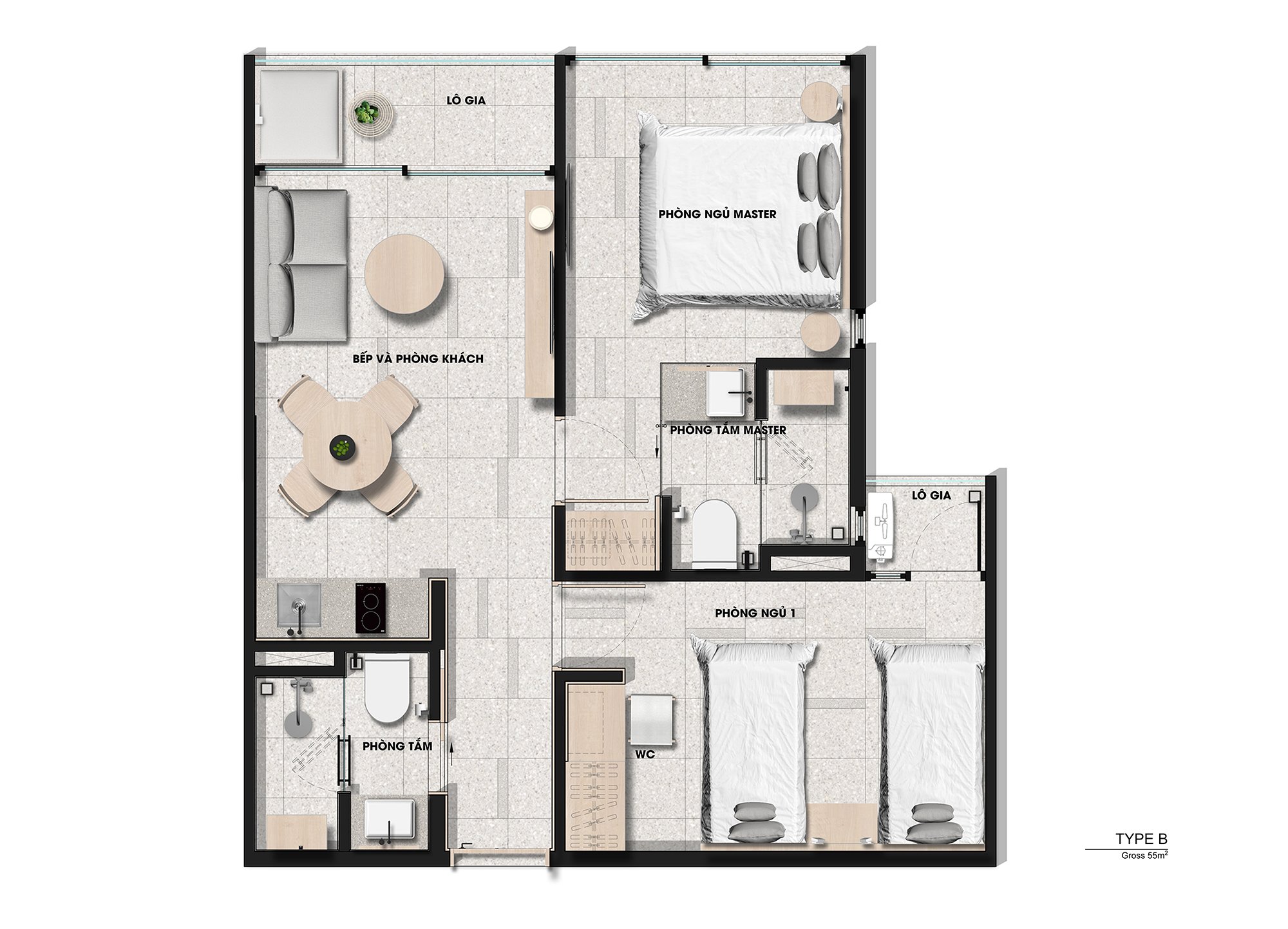 Căn hộ Skyview 2 phòng ngủ Căn hộ Skyview 2 phòng ngủ