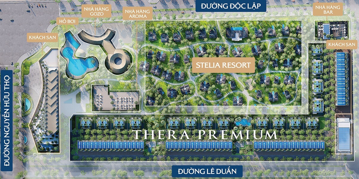 Mặt bằng tổng thể dự án biệt thự + shoptel Thera Premium Tuy Hòa Phú Yên