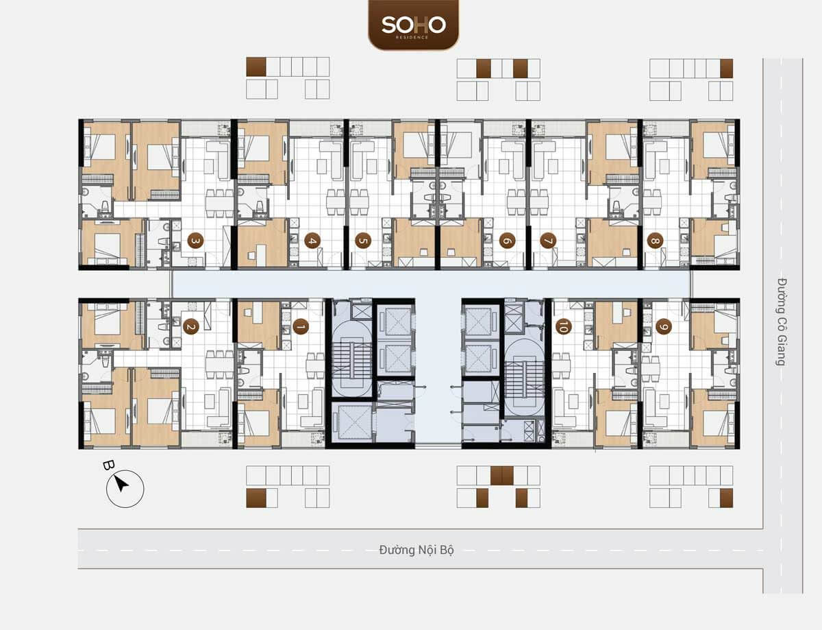 Mặt bằng tầng điển hình dự án căn hộ Soho Residence