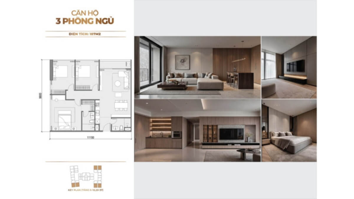Thiết kế căn hộ 3 phòng ngủ Sunshine Continental