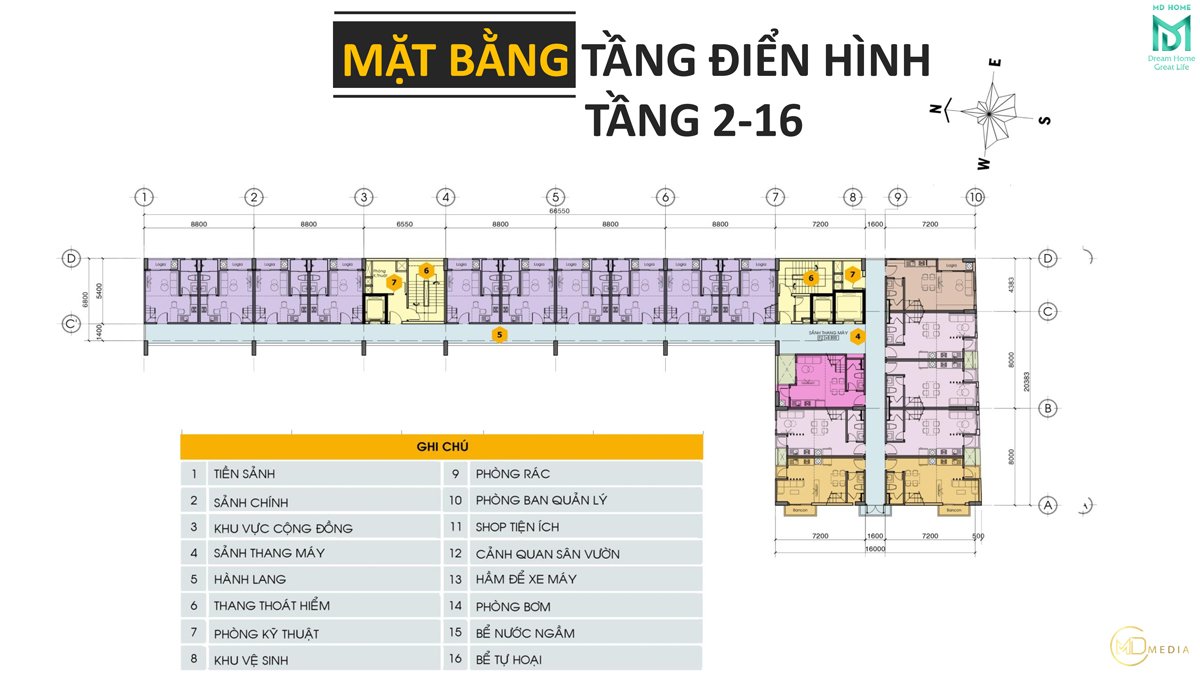 Mặt bằng tầng điển hình MD Home Bình Tân