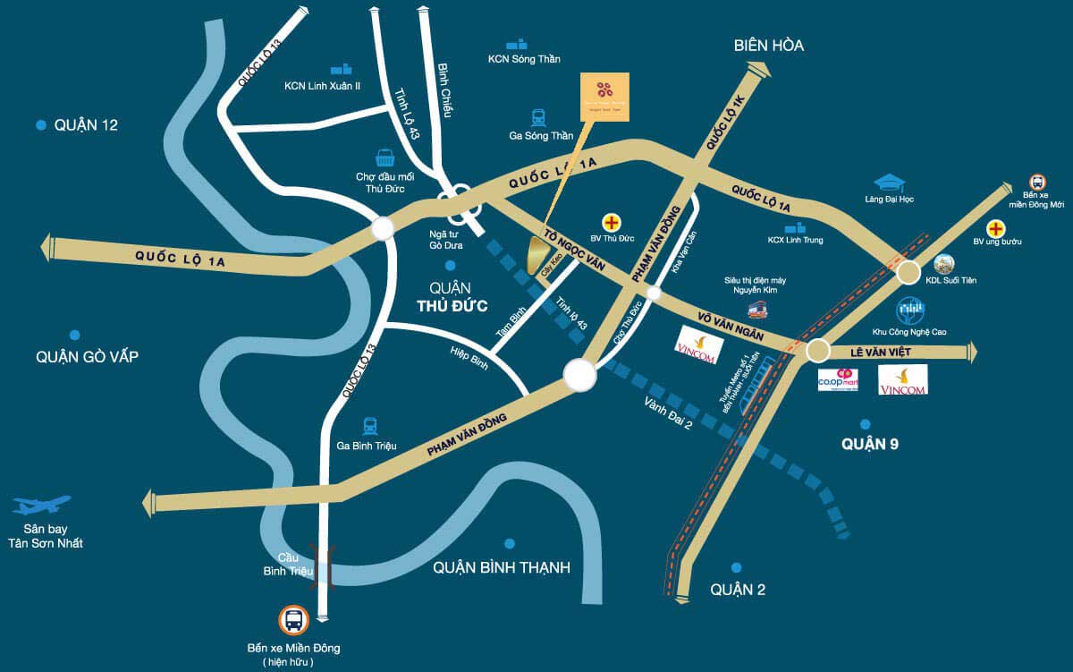 Vị trí Dự án chung cư Phúc Yên Prosper Phố Đông Thủ Đức