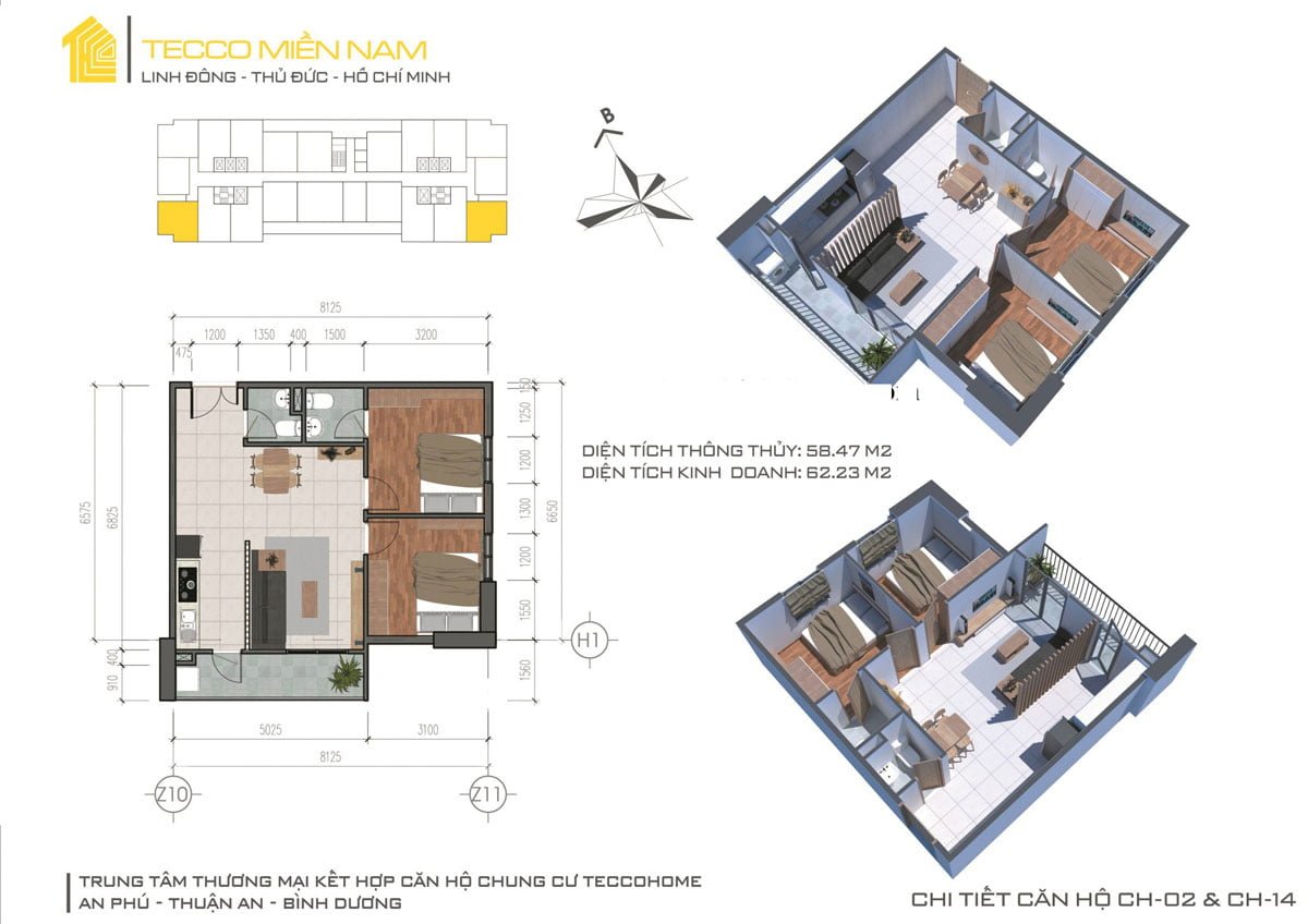 Layout căn hộ chung cư Tecco Home An Phú điển hình