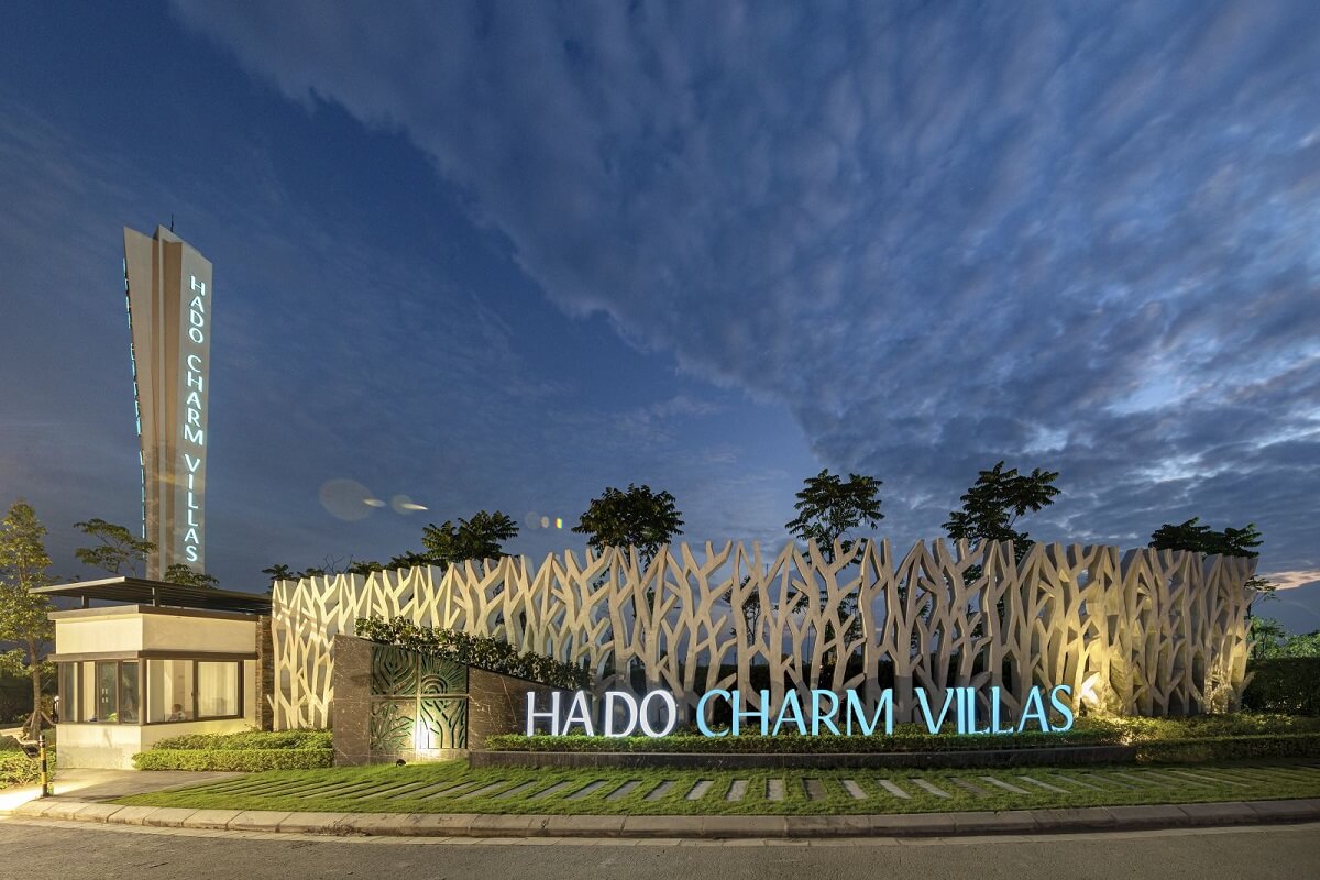 Phối cảnh cổng chào dự án Hado Charm Villas - chủ đầu tư tập đoàn Hà Đô