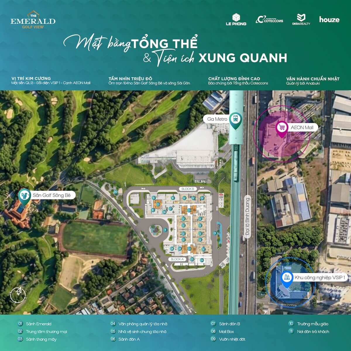 Mặt bằng tổng thể tiện ích căn hộ The Emerald Golf View