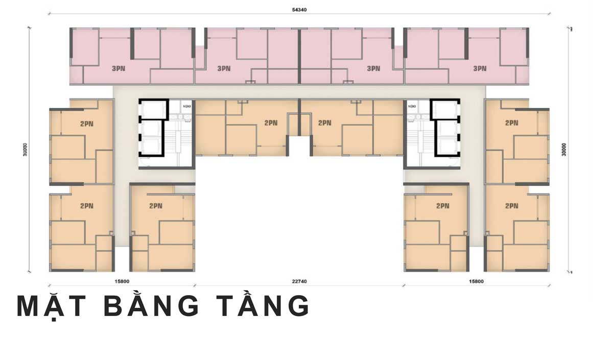 Mặt bằng tầng điển hình căn hộ chung cư Tiến Thành Tân Phú