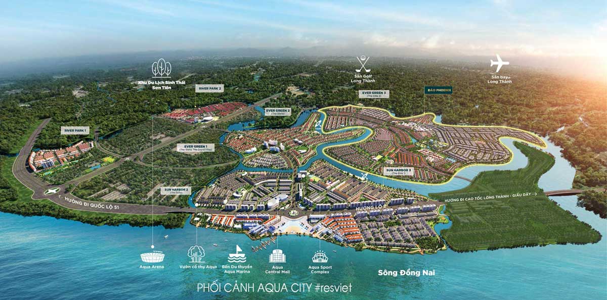 Phối cảnh dự án khu đô thị Aqua City Novaland Đồng Nai 