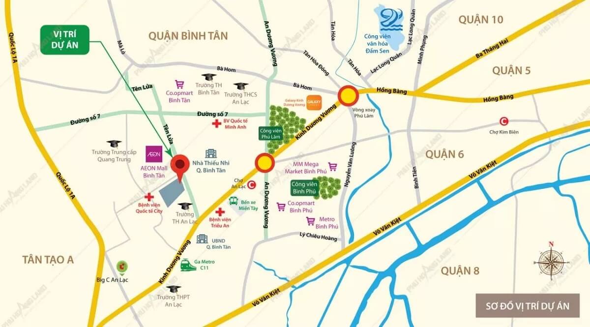 Vị trí dự án căn hộ chung cư Aio City, đường Tên Lửa, quận Bình Tân