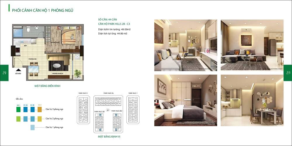 Layout thiết kế căn hộ 1 phòng ngủ Cityland Gò Vấp