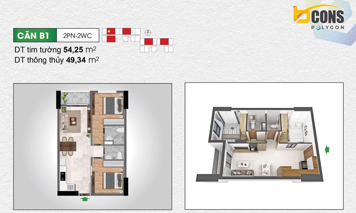 layout thiết kế căn hộ bcons polygon