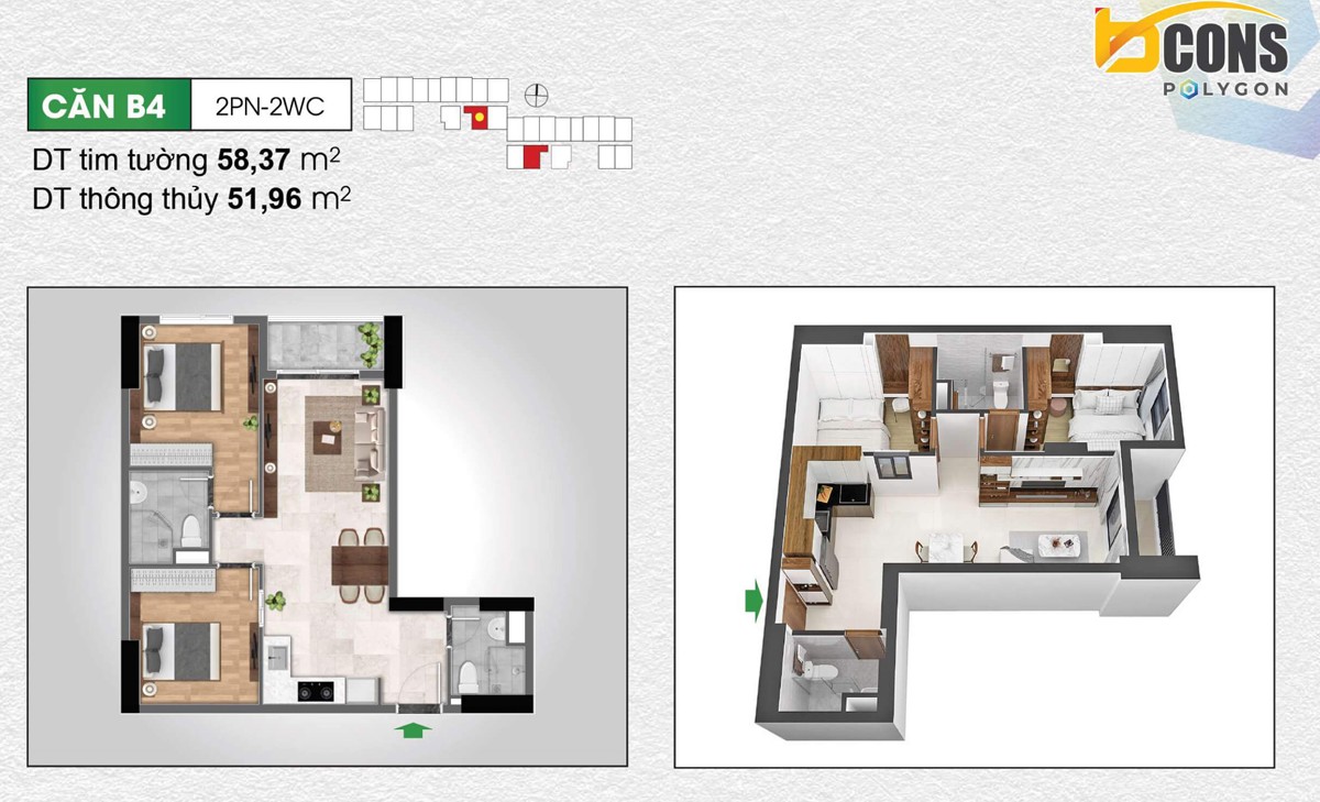 layout thiết kế căn hộ bcons polygon
