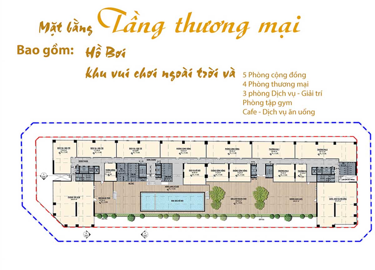 Mặt bằng tầng thương mại dự án căn hộ Chí Linh Center Vũng Tàu