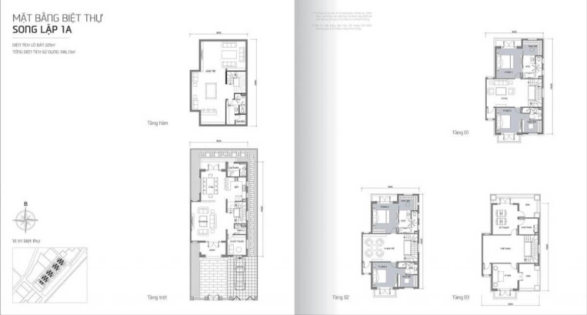 Layout biệt thự song lập Victoria Vinhomes Golden River