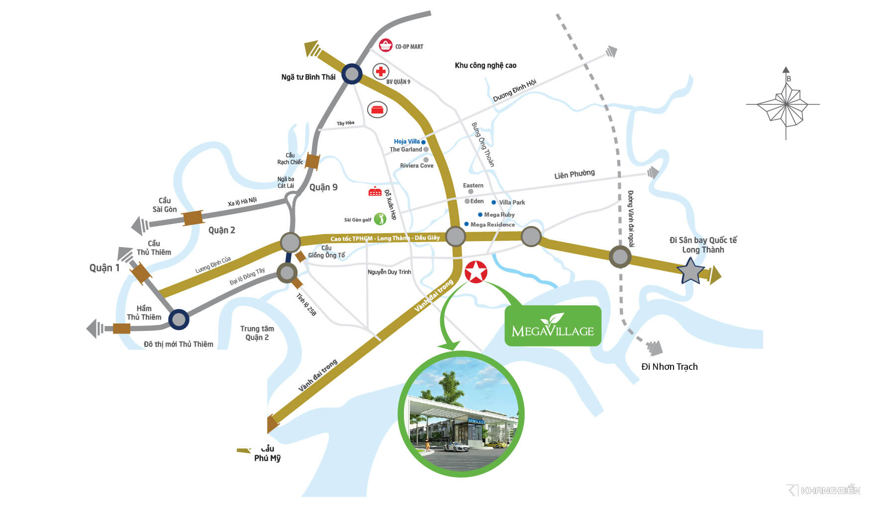 Vị trí dự án nhà phố biệt thự Mega Village Khang Điền Quận 9