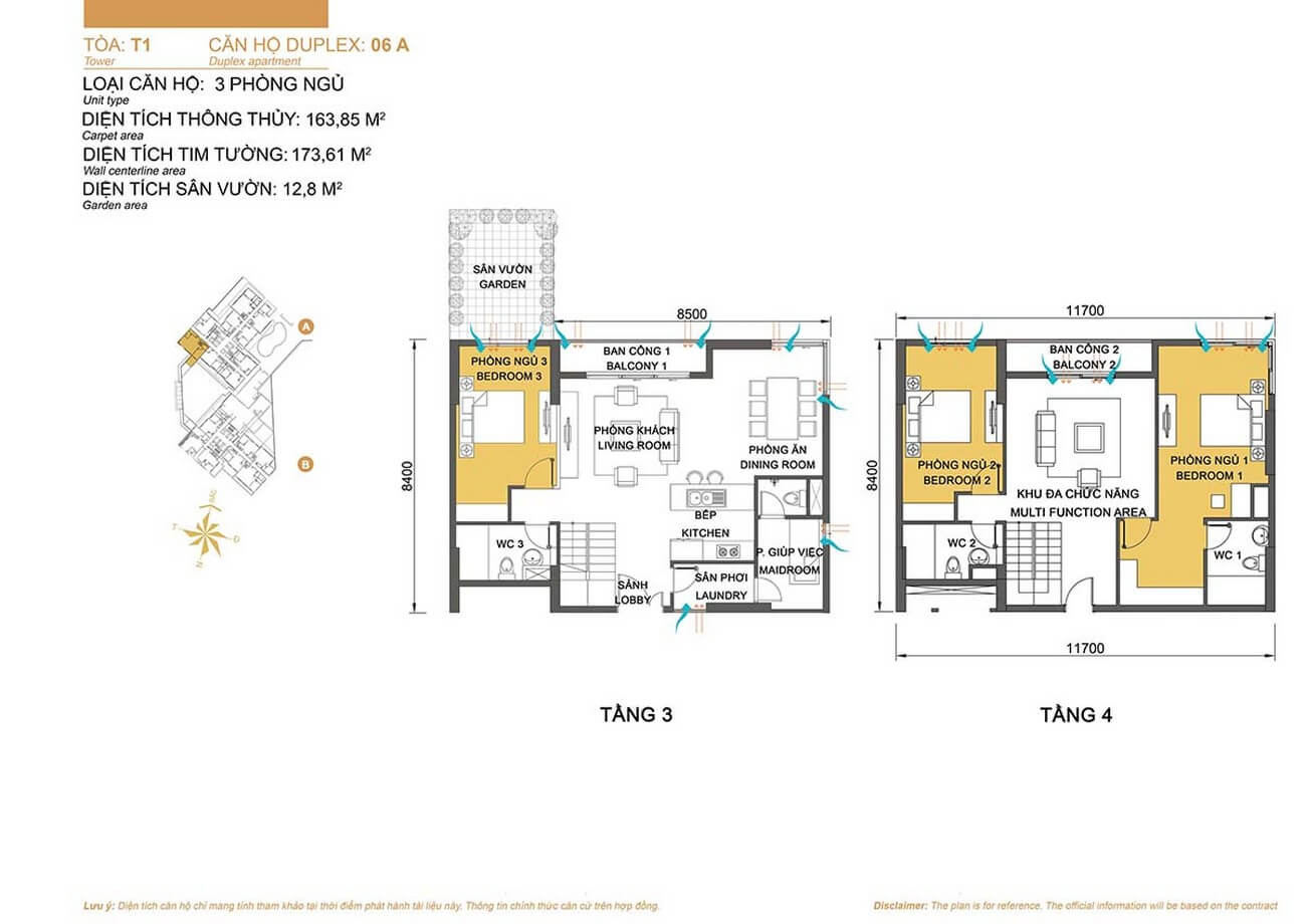 Layout căn hộ Duplex Masteri Thảo Điền Tháp T1