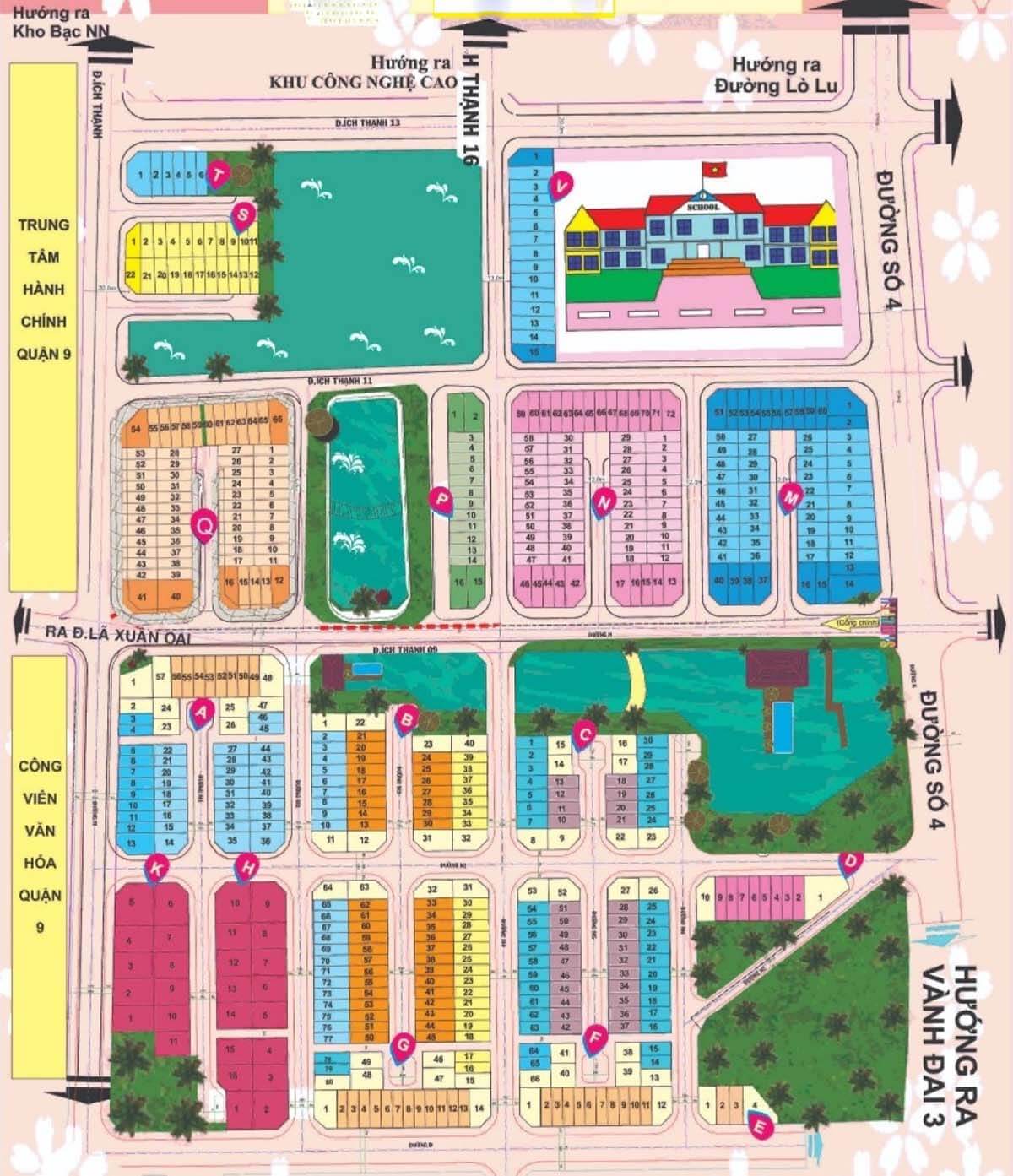 Mặt bằng dự án nhà phố biệt thự SimCity quận 9