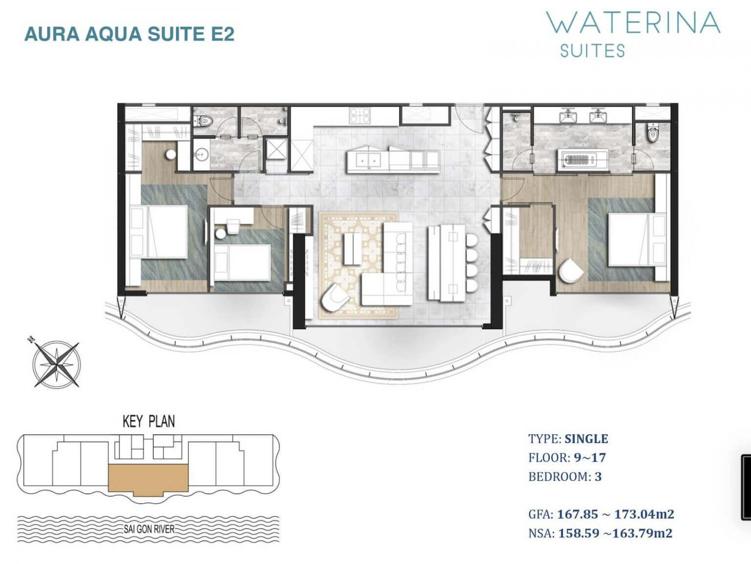 Layout căn hộ Waterina Suites quận 2
