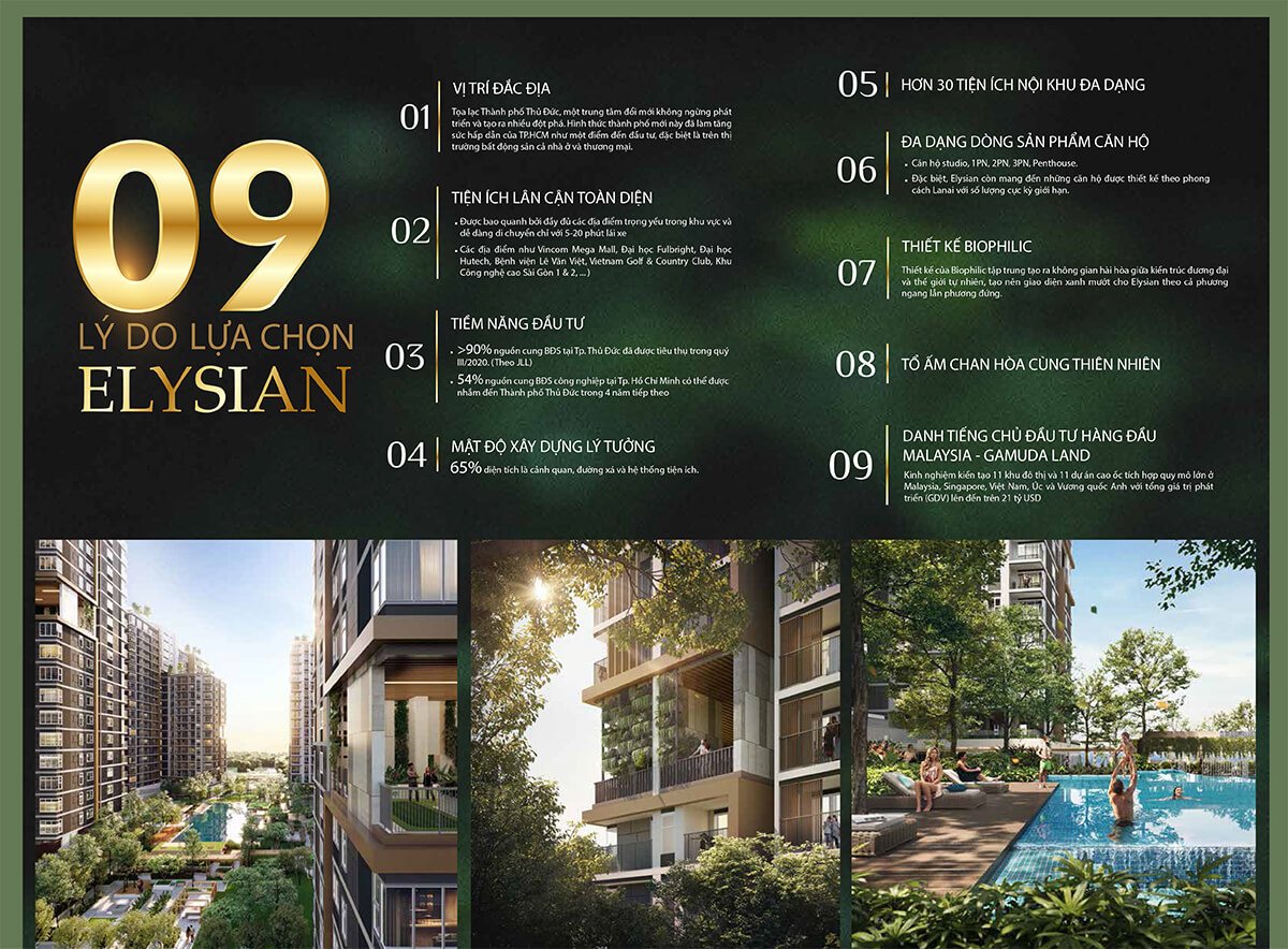 9 lý do lựa chọn dự án căn hộ chung cư Elysian Lo Lu quận 9 TP Thủ Đức