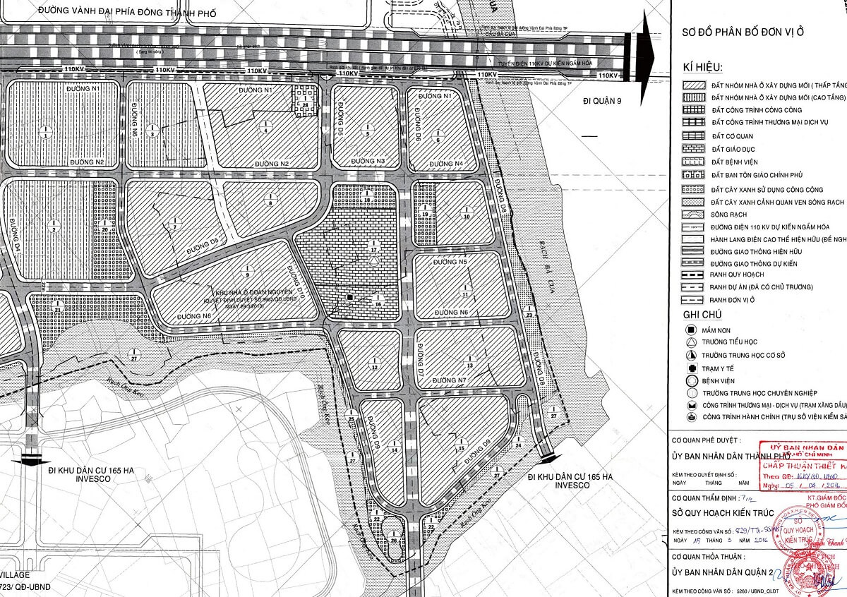 Bảng đồ quy hoạch dự án nhà phố biệt thự Clarita Khang Điền quận 2