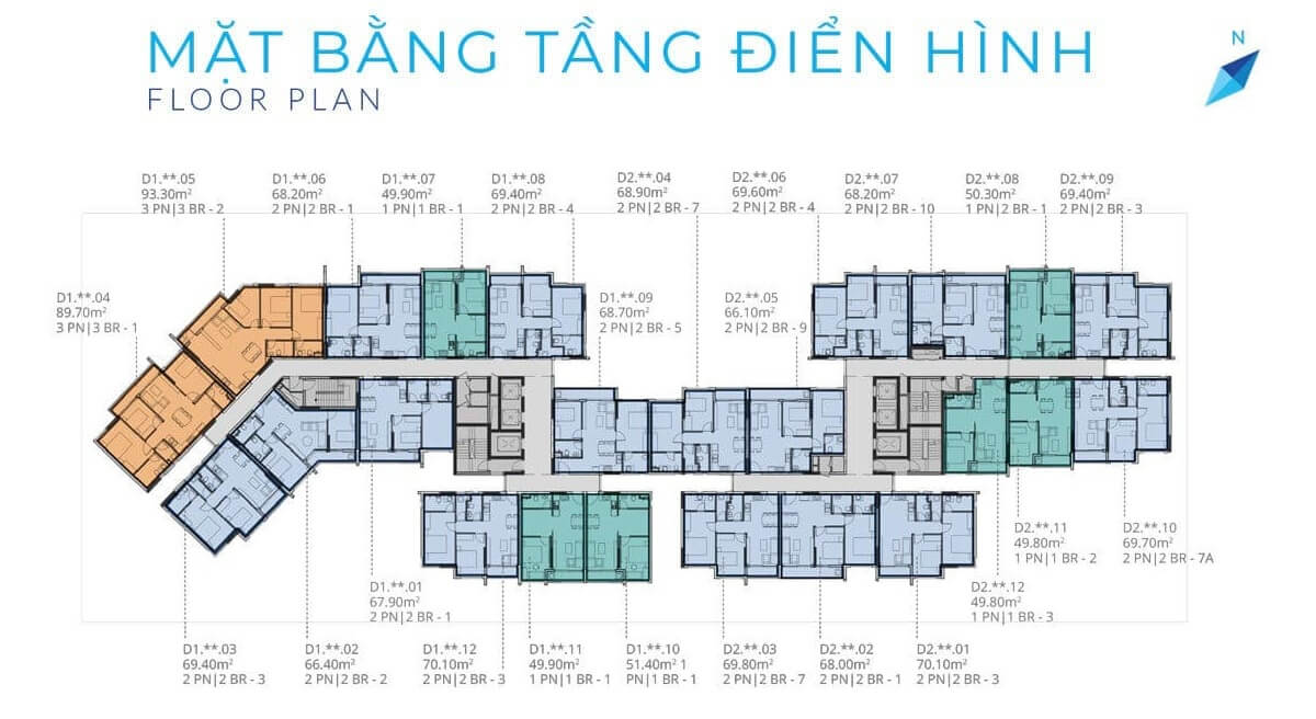 Mặt bằng tầng điển hình dự án căn hộ chung cư Safira Khang Điền quận 9