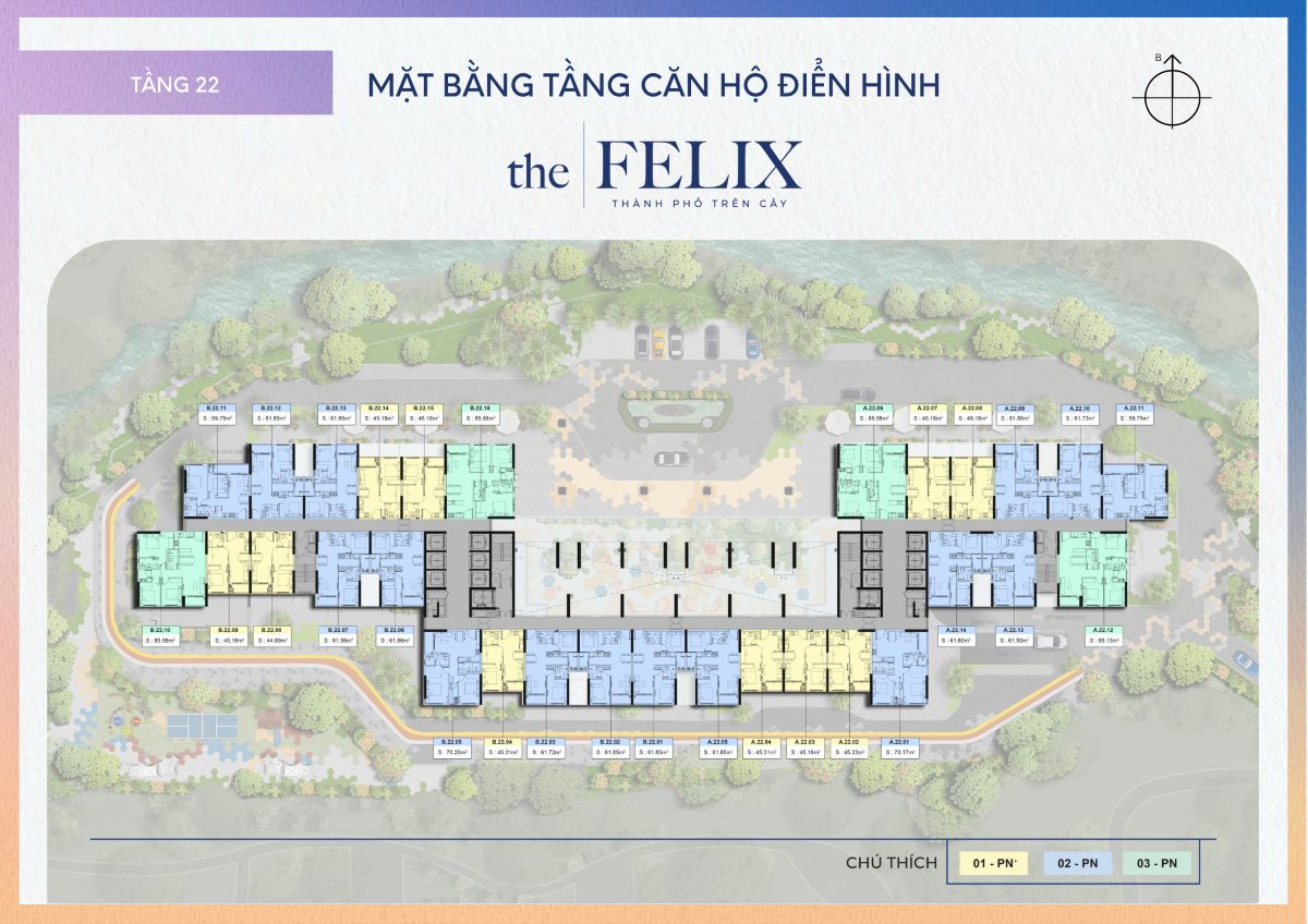 Mặt bằng tầng 22 căn hộ The Felix