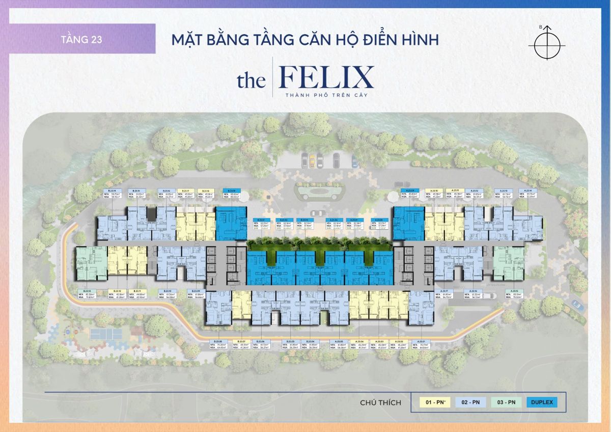 Mặt bằng tầng 23 căn hộ The Felix