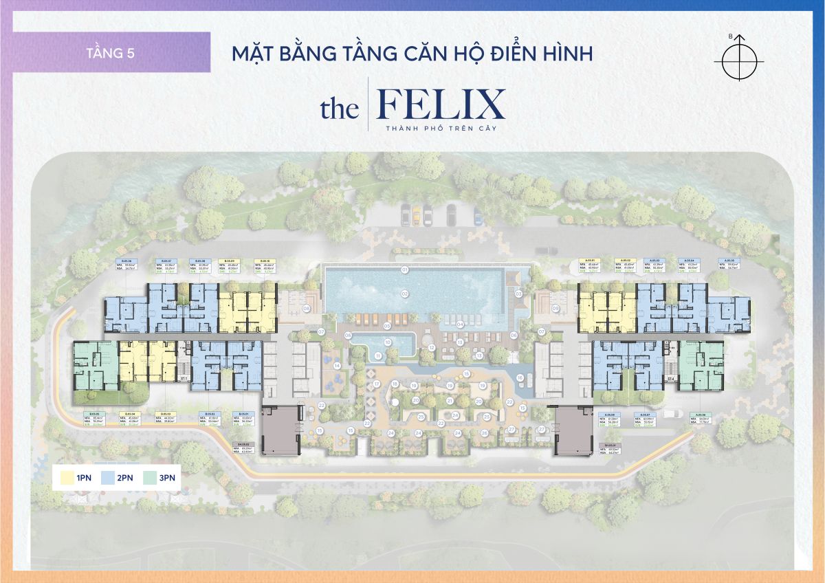 Mặt bằng tầng 5 căn hộ The Felix