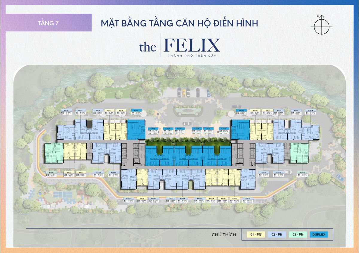 Mặt bằng tầng 7 căn hộ The Felix