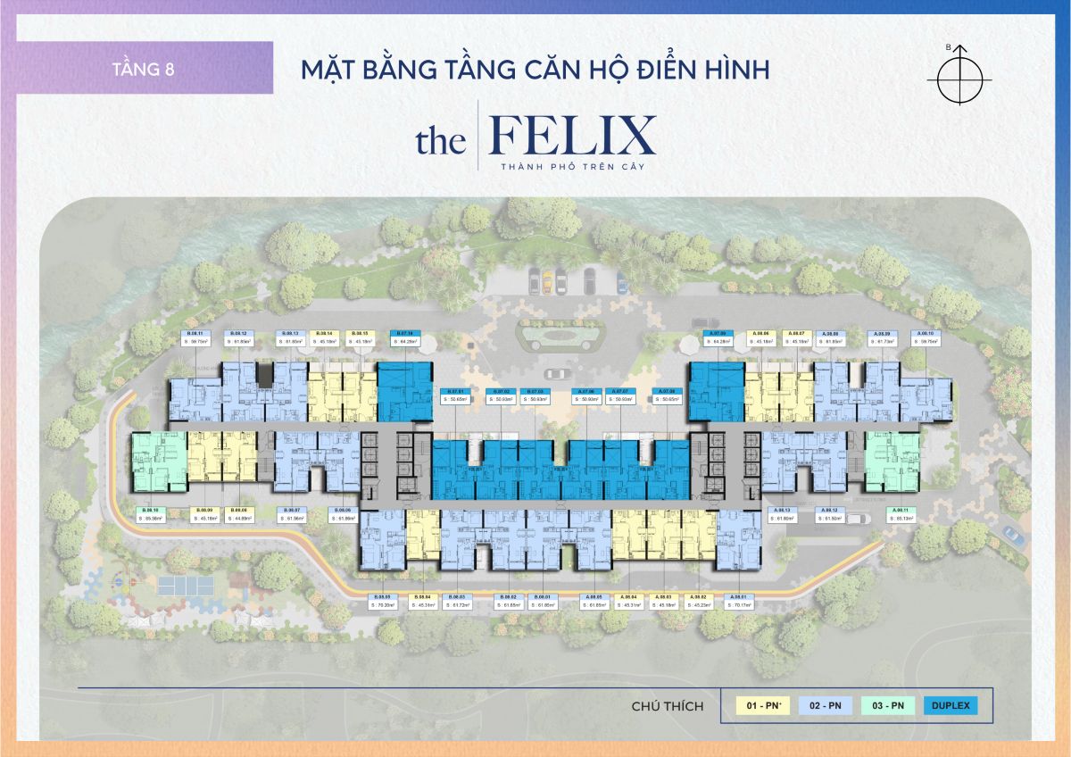 Mặt bằng tầng 8 căn hộ The Felix