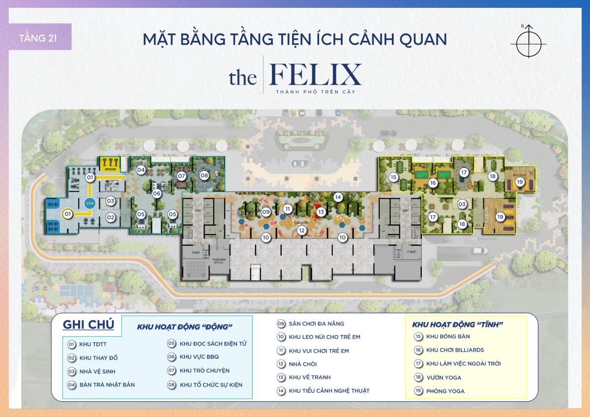 Mặt bằng tiện ích tầng 21 dự án The Felix