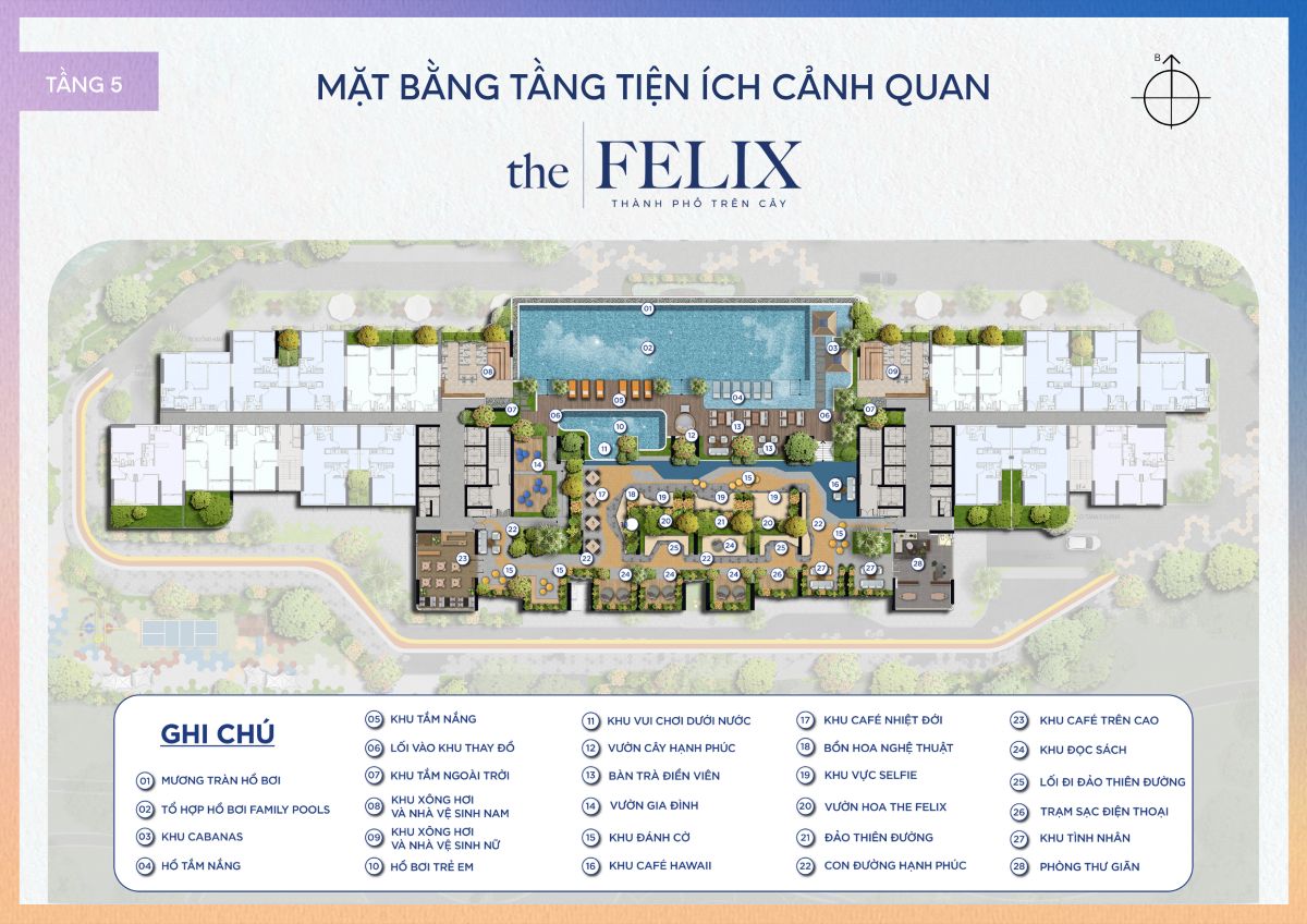 Mặt bằng tiện ích tầng 5 dự án The Felix