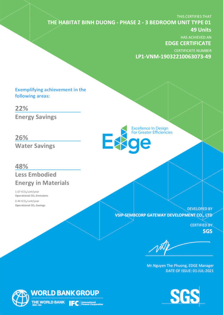 Dự án The Habitata nhận Chứng chỉ EDGE - Công trình Xanh