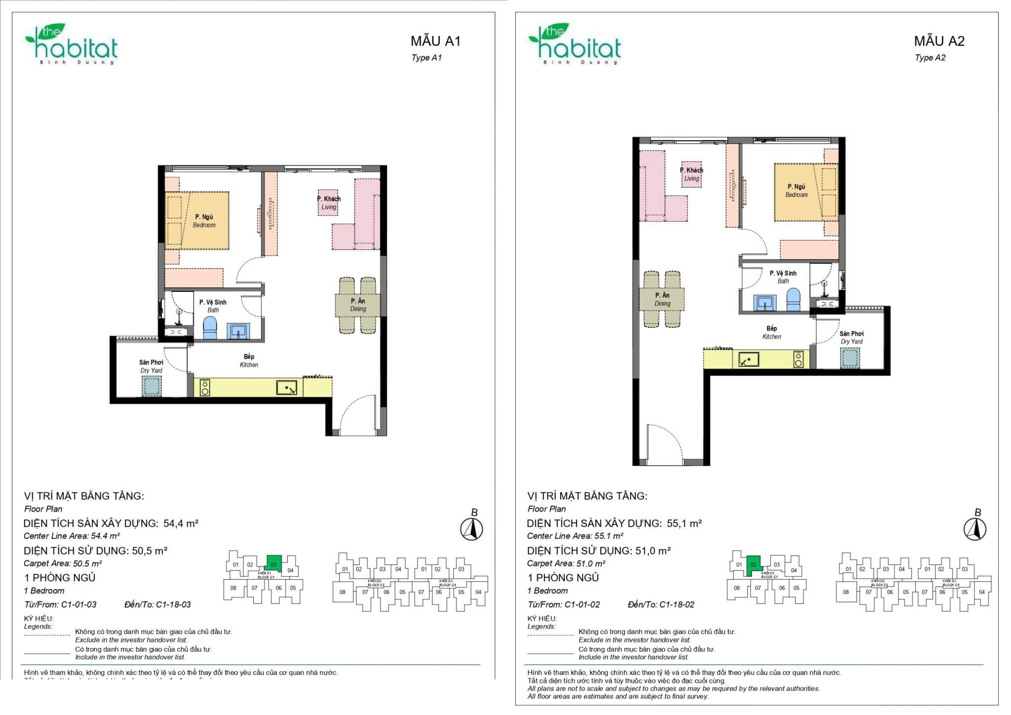 Thiết kế căn hộ 1 phòng ngủ The Habitat Bình Dương