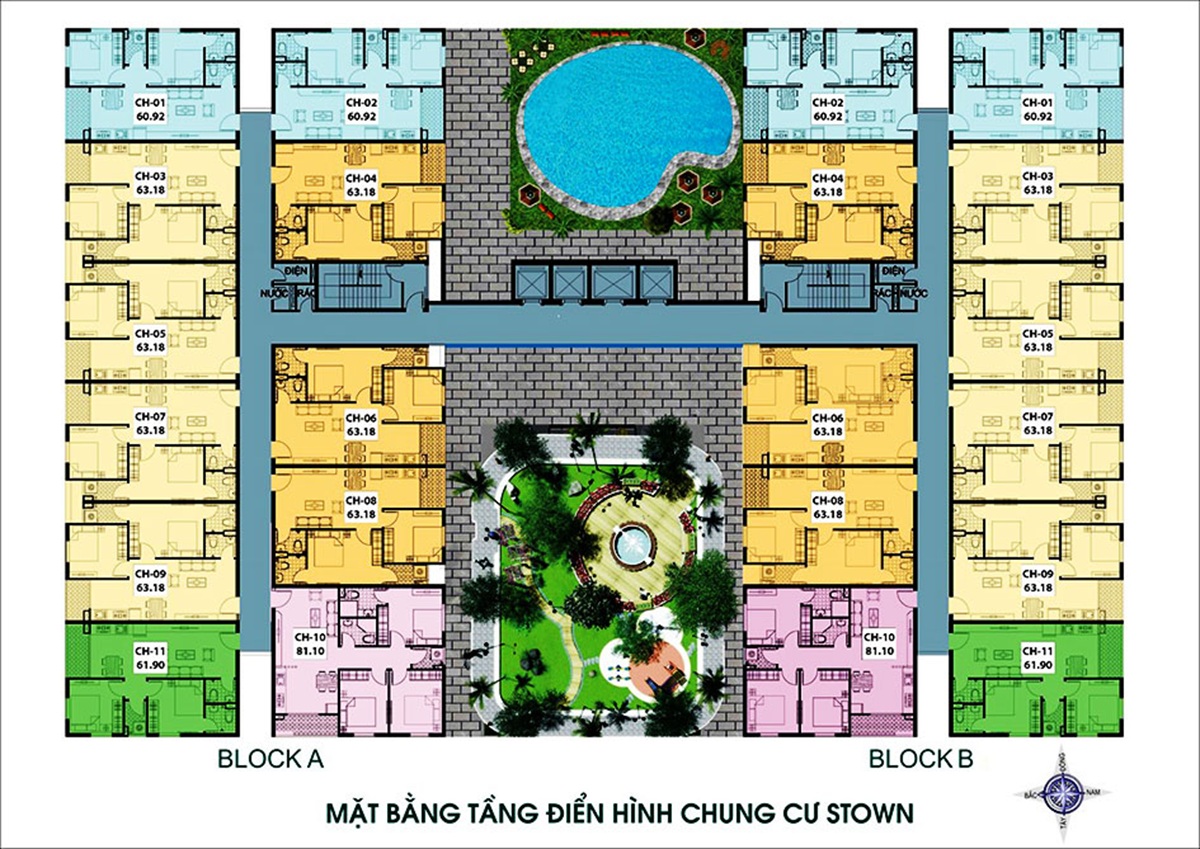 Mặt bằng tầng căn hộ Stown Thủ Đức