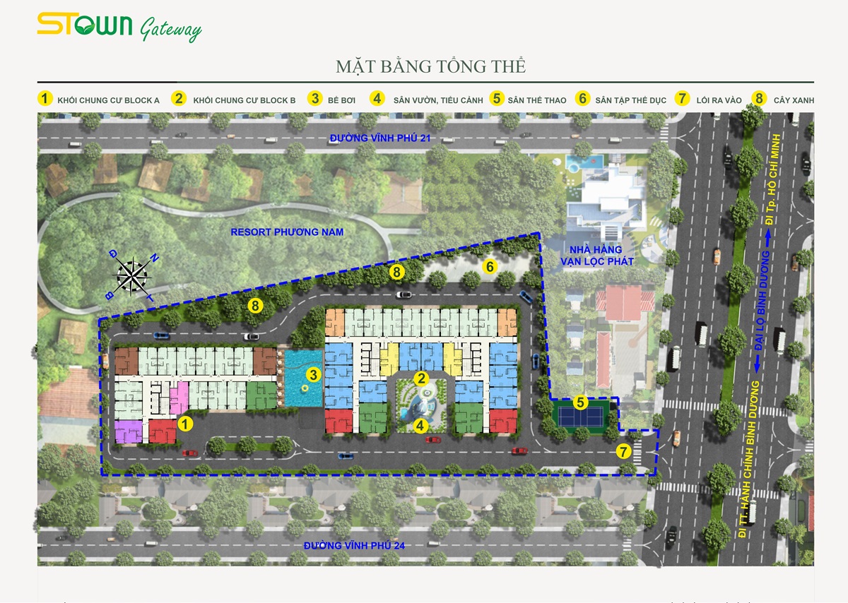 Mặt bằng tổng thể dự án căn hộ Stown Gateway