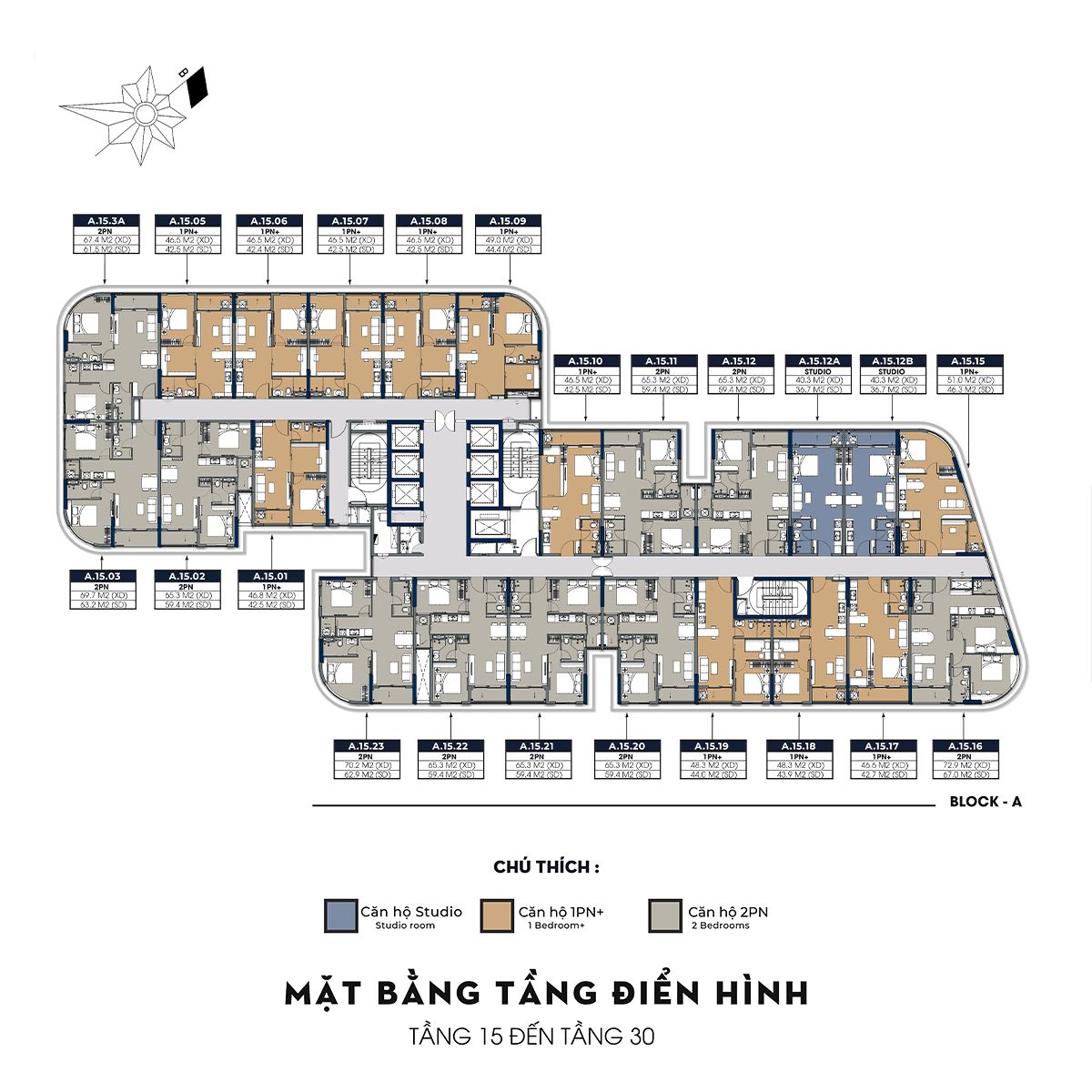 Mặt bằng tháp A dự án A&K Tower
