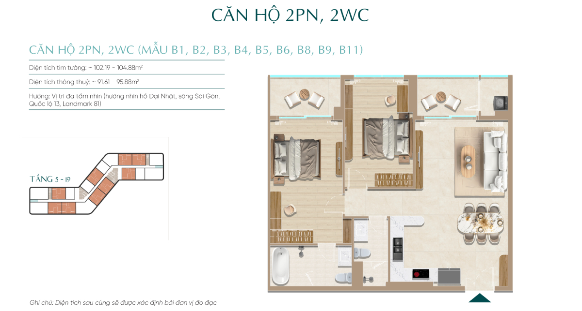 Layout thiết kế căn hộ Diamond Sky