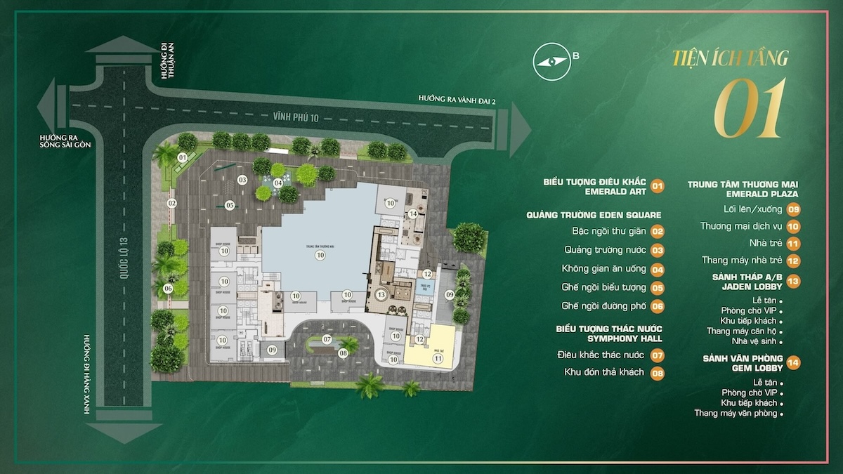 Mặt bằng tiện ích tầng 1 dự án căn hộ The Emerald Boulevard
