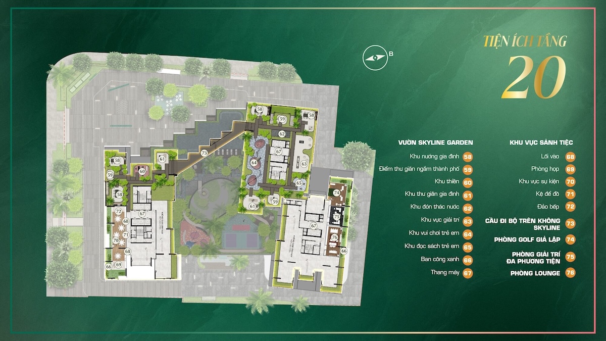 Mặt bằng tiện ích tầng 20 dự án căn hộ The Emerald Boulevard