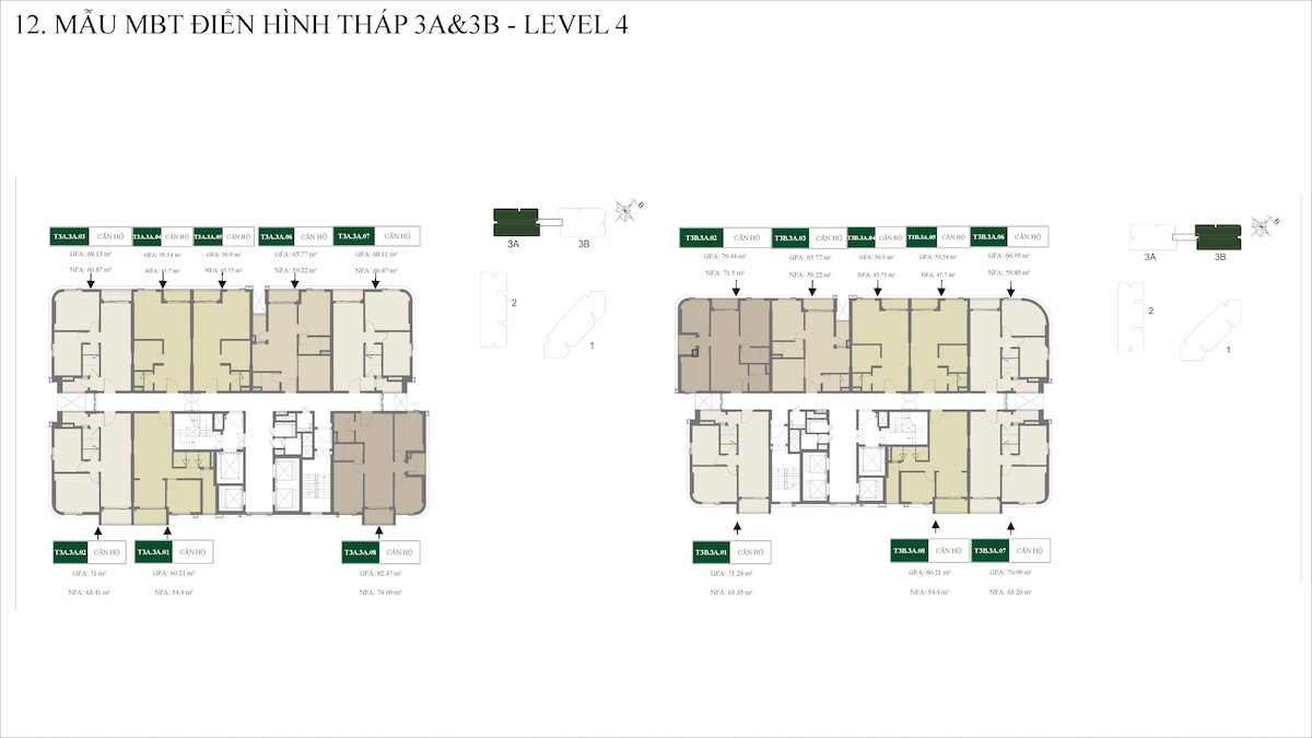 Mặt bằng tháp 3A, 3B dự án Green Skyline