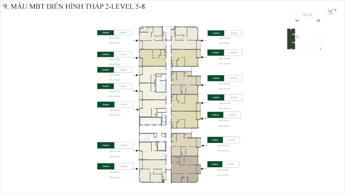 Mặt bằng tháp 2 dự án Green Skyline