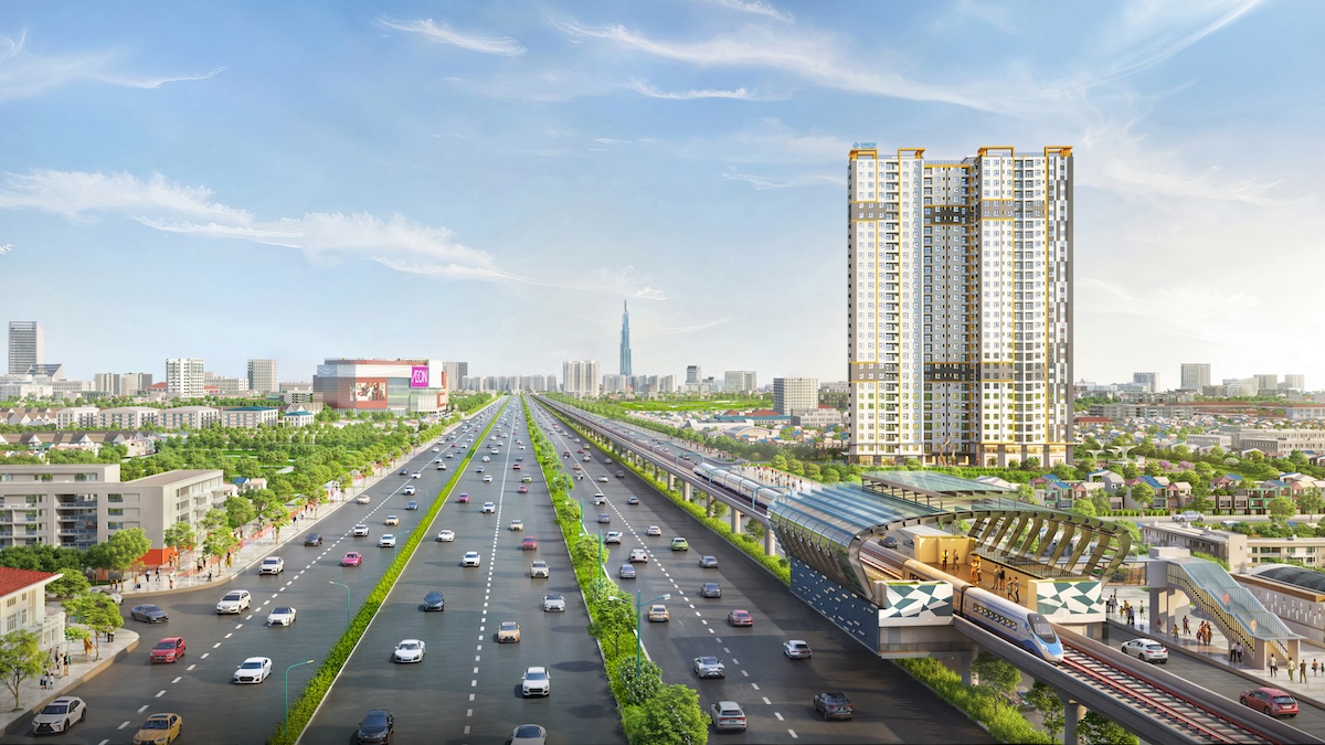 Phối cảnh tổng thể dự án căn hộ Diamond Boulevard mặt tiền Ql13