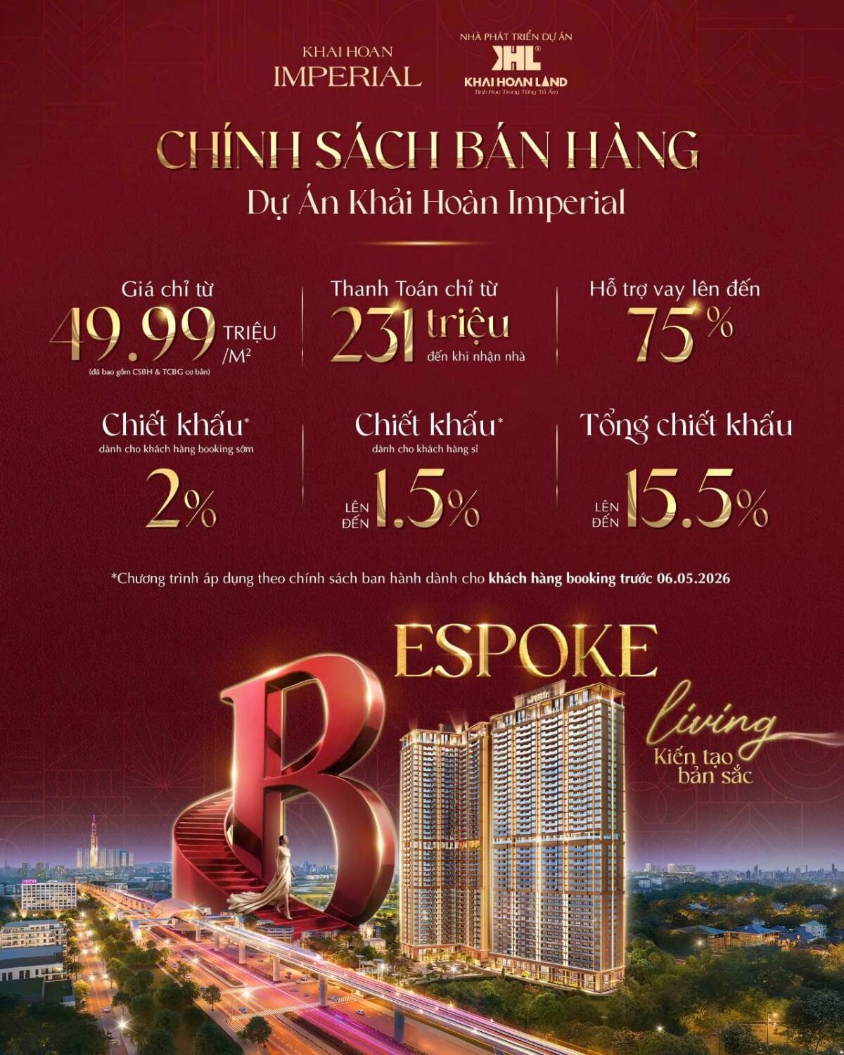 Chính sách ưu đãi và chiết khấu dự án căn hộ Khải Hoàn Imperial