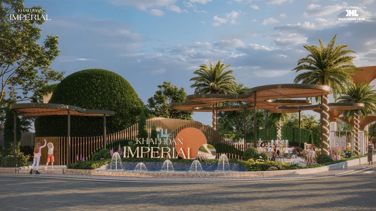 Đài phun nước ngay cổng vào dự án căn hộ Khải Hoan Imperial